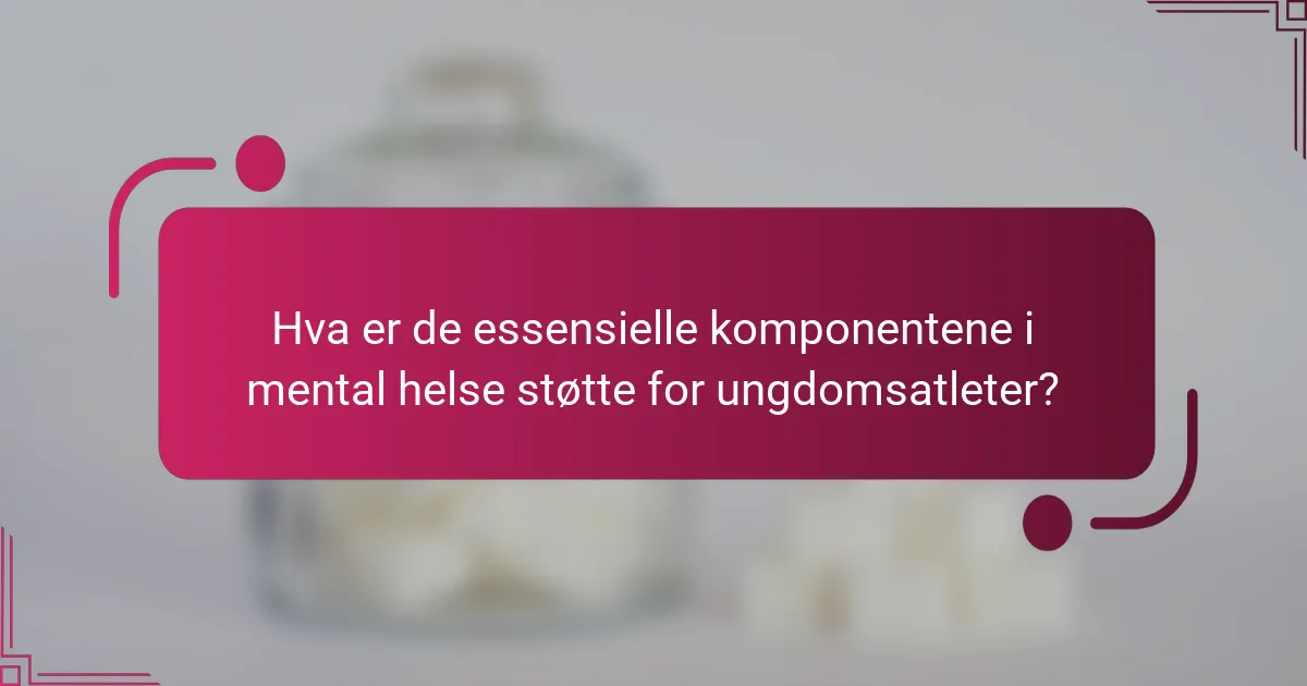 Hva er de essensielle komponentene i mental helse støtte for ungdomsatleter?
