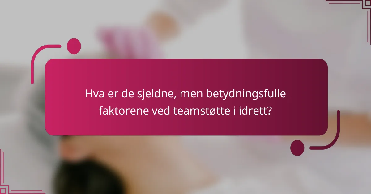 Hva er de sjeldne, men betydningsfulle faktorene ved teamstøtte i idrett?