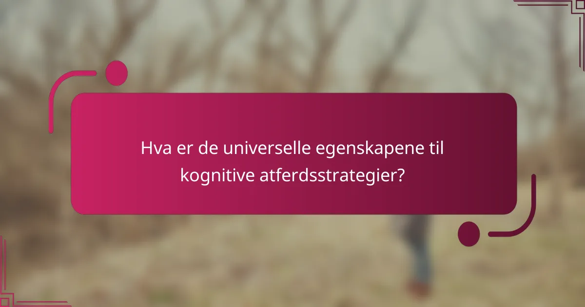 Hva er de universelle egenskapene til kognitive atferdsstrategier?