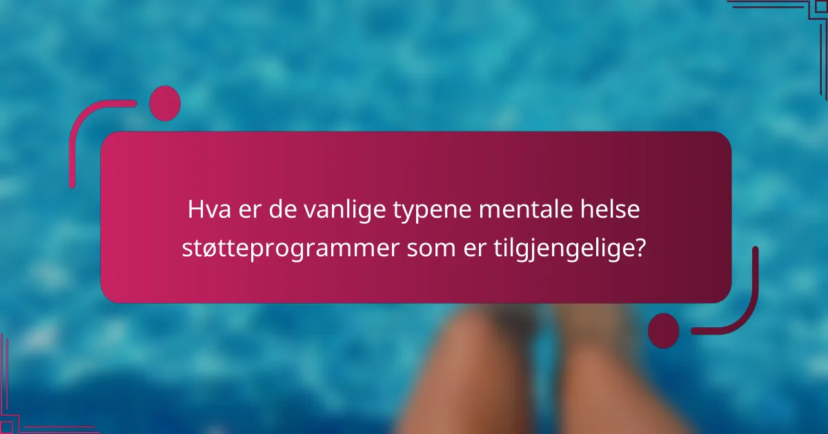 Hva er de vanlige typene mentale helse støtteprogrammer som er tilgjengelige?