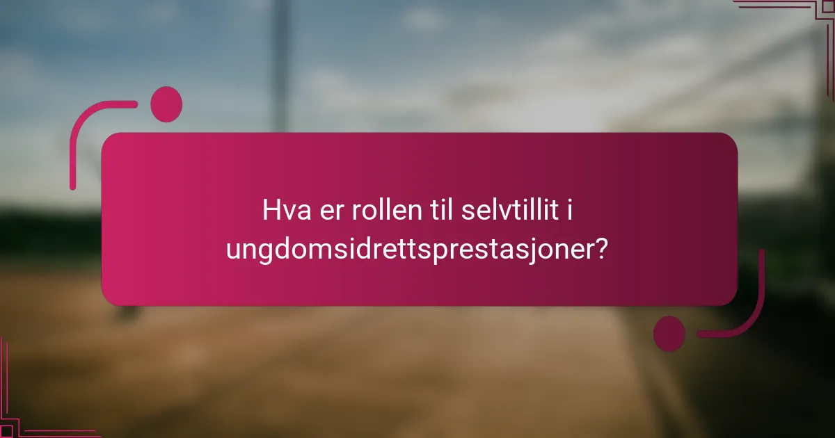 Hva er rollen til selvtillit i ungdomsidrettsprestasjoner?