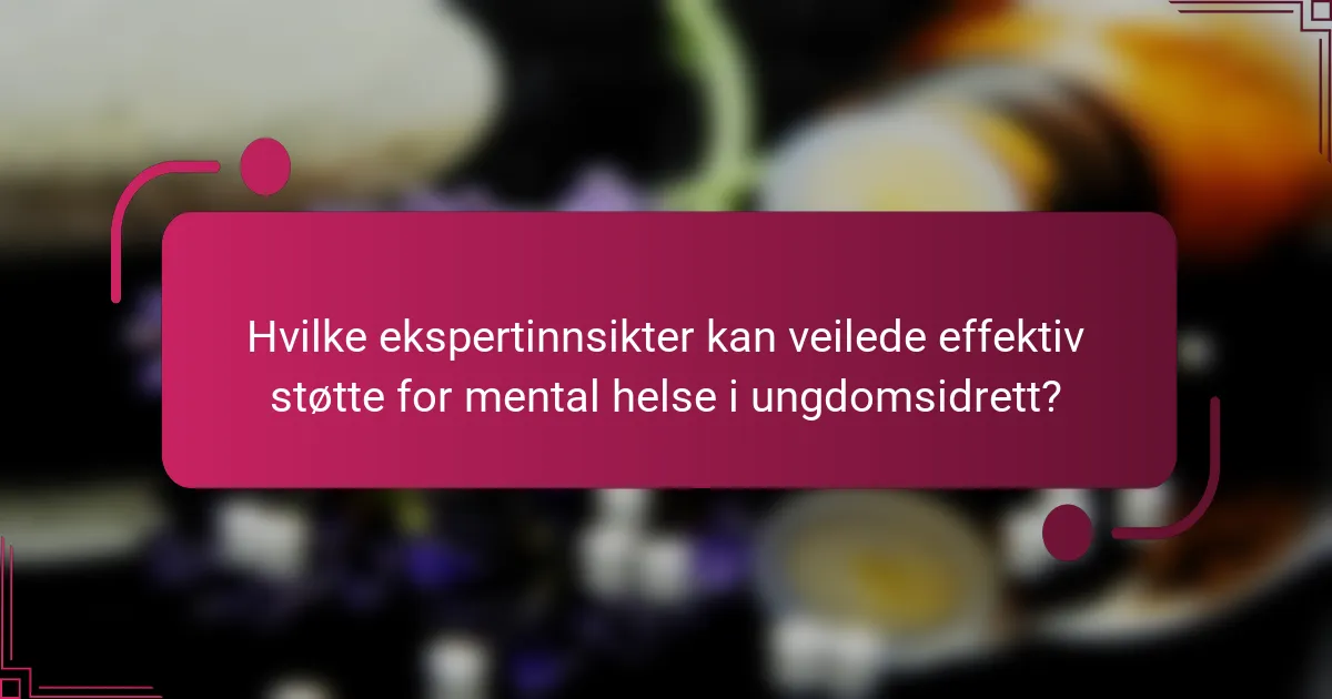 Hvilke ekspertinnsikter kan veilede effektiv støtte for mental helse i ungdomsidrett?