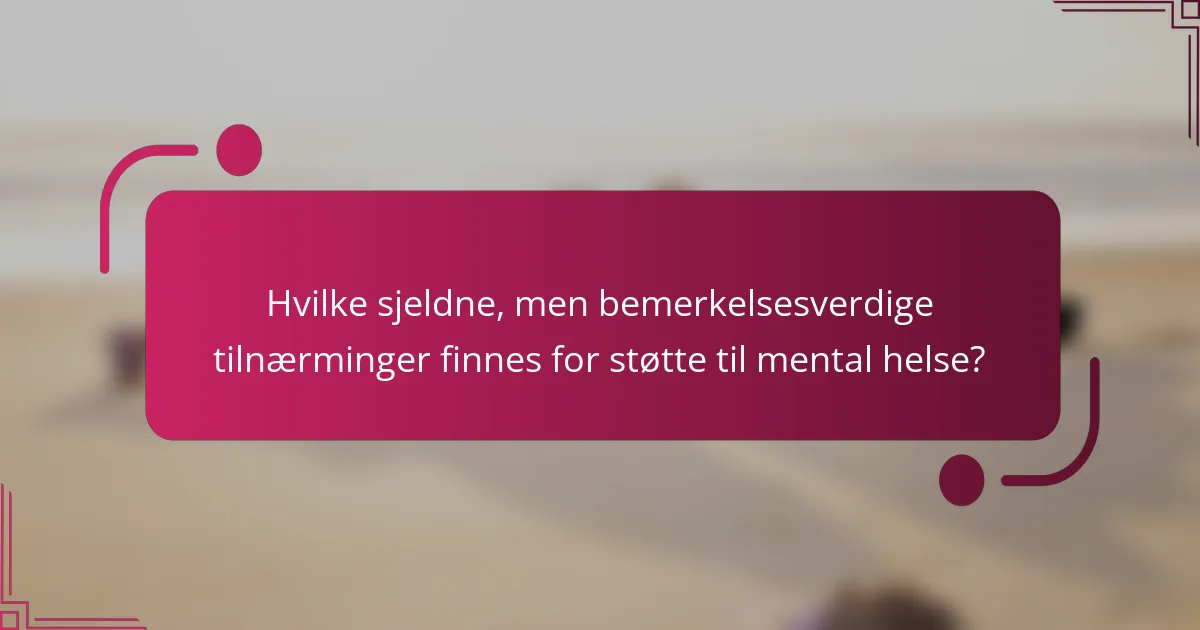 Hvilke sjeldne, men bemerkelsesverdige tilnærminger finnes for støtte til mental helse?