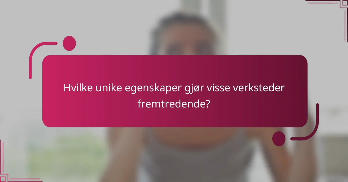 Hvilke unike egenskaper gjør visse verksteder fremtredende?